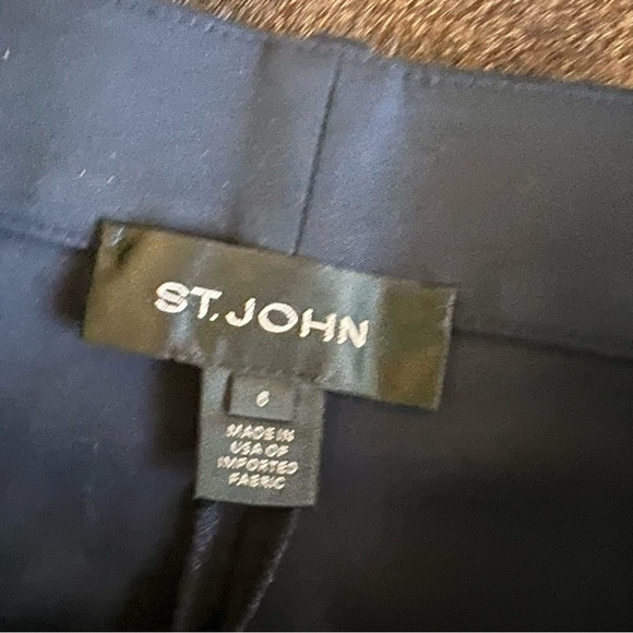 ST. JOHN Caviar Jennifer  Ankle Pants Trousers In Navy Size 6 - Picture 3 of 7